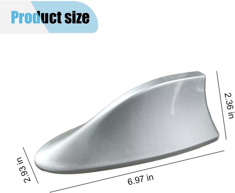 LHDOS Car Shark Fin Antenna Cover, Plastic Automotive Signal Roof Aerial Cover with Adhesive Tape, Universal Roof Mount Antenna Replacement Vehicle Decorative Cover for Car Truck SUV (Silver) - Image 2